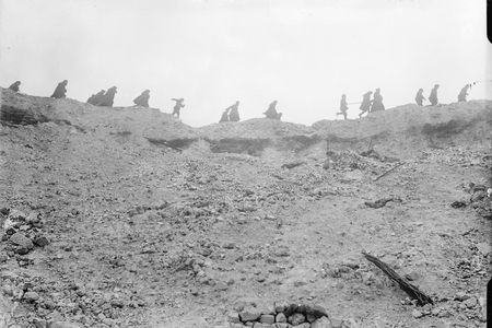 Troops passing Lochnagar Crater Oct 1916 IWM Q 1479