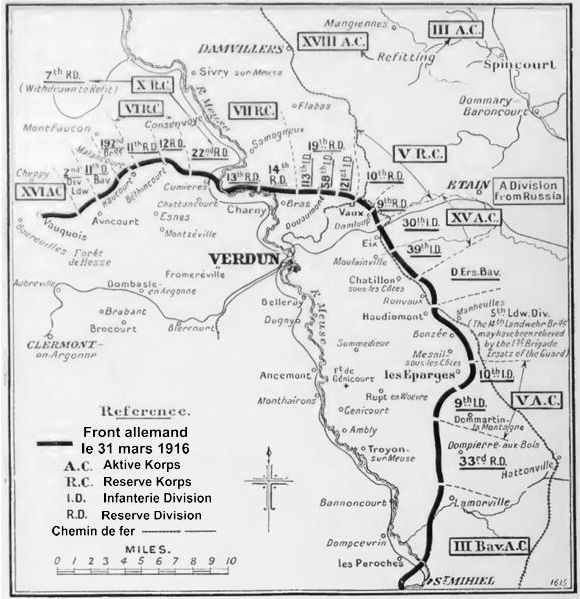 German dispositions Verdun 31 March 1916
